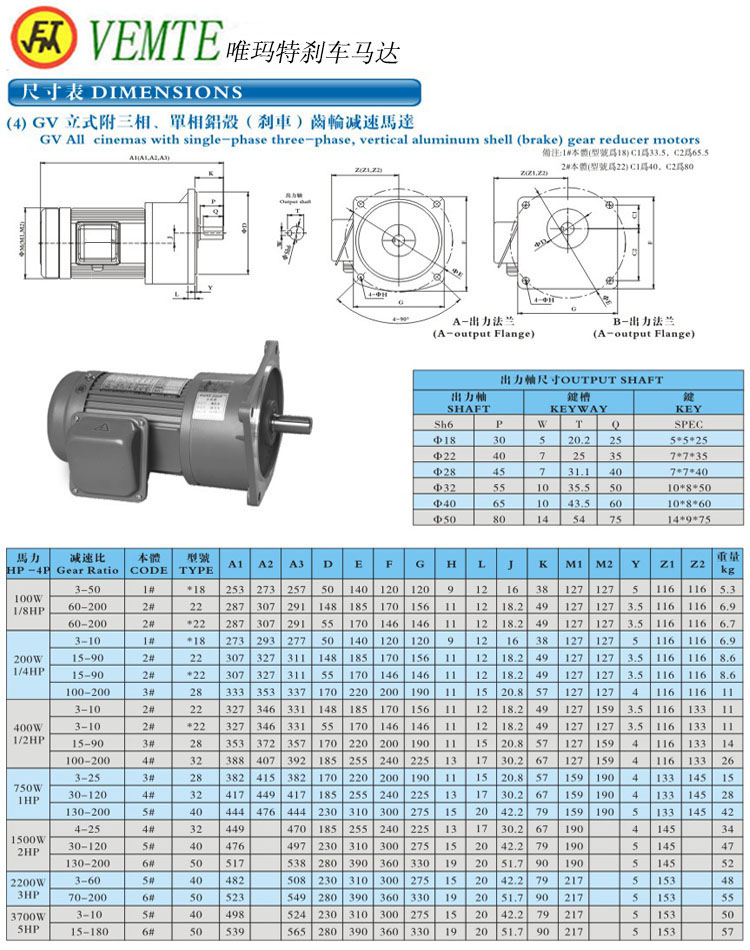 GV立式三項(xiàng)，單項(xiàng)齒輪減速馬達(dá)