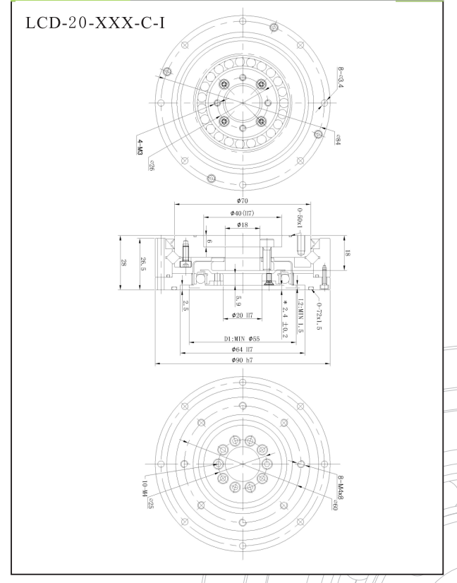 LCD20諧波減速機尺寸圖